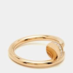 Pre Owned Cartier Juste Un Clou Diamonds 18k Rose Gold Classic Model Ring Size 57