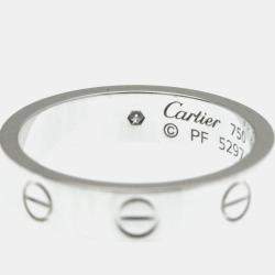 Pre Owned Cartier Love 18K White Gold Diamond Ring EU 50