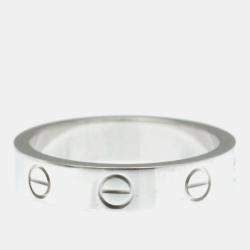 Pre Owned Cartier Love 18K White Gold Diamond Ring EU 50