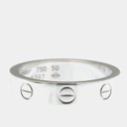 Pre Owned Cartier Love 18K White Gold Diamond Ring EU 50