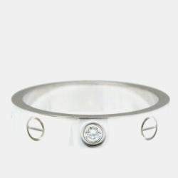 Pre Owned Cartier Love 18K White Gold Diamond Ring EU 50