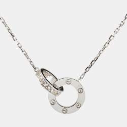 Pre Owned Cartier Love Diamonds 18k White Gold Necklace