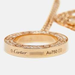 Pre Owned Cartier Love Diamonds 18k Rose Gold Necklace