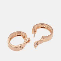 Pre Owned Cartier Love 18K Rose Gold Diamonds Hoop Earrings
