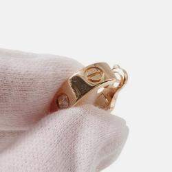 Pre Owned Cartier Love 18K Rose Gold Diamonds Hoop Earrings