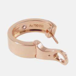 Pre Owned Cartier Love 18K Rose Gold Diamonds Hoop Earrings