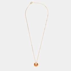Pre Owned Cartier Amulette De Cartier Carnelian Diamond 18k Rose Gold XS Pendant Necklace