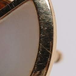 Pre Owned Cartier Amulette De Cartier Mother of Pearl Diamond 18k Yellow Gold Stud Earrings