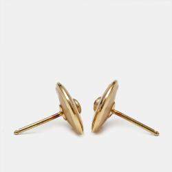 Pre Owned Cartier Amulette De Cartier Mother of Pearl Diamond 18k Yellow Gold Stud Earrings