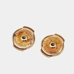 Pre Owned Cartier Amulette De Cartier Mother of Pearl Diamond 18k Yellow Gold Stud Earrings