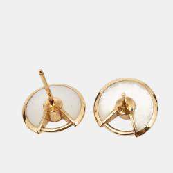 Pre Owned Cartier Amulette De Cartier Mother of Pearl Diamond 18k Yellow Gold Stud Earrings