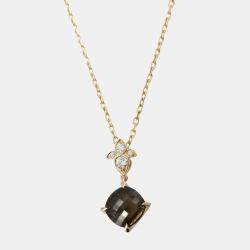 Pre Owned Cartier 18K Rose Gold Quartz And Diamond Necklace