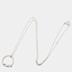 Pre Owned Cartier Entrelaces Diamonds 18K White Gold Pendant Necklace 