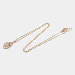 Pre Owned Cartier Double C Logo 18K Rose Gold Diamonds Necklace