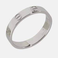 Pre Owned Cartier Love Platinum Band Ring EU 53