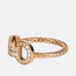 Pre Owned Cartier Agrafe 18K Rose Gold and Diamond Band Ring EU 52