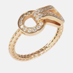 Pre Owned Cartier Agrafe 18K Rose Gold and Diamond Band Ring EU 52