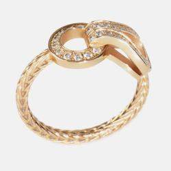 Pre Owned Cartier Agrafe 18K Rose Gold and Diamond Band Ring EU 52