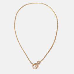 Pre Owned Cartier Agrafe 18K Rose Gold and Diamond Necklace