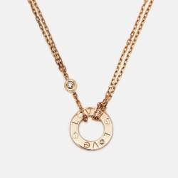 Pre Owned Cartier Love 2 Diamonds 18k Rose Gold Necklaces