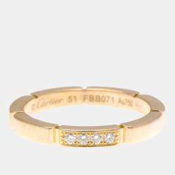 Pre Owned Cartier Maillon Panthere 18K Rose Gold and Diamond Band Ring EU 51