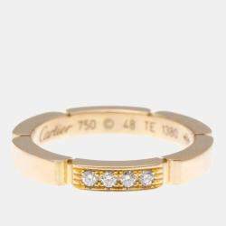 Pre Owned Cartier Maillon Panthere 18K Rose Gold and Diamond Band Ring EU 48
