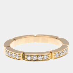 Pre Owned Cartier Maillon Panthere 18K Rose Gold and Diamond Band Ring EU 50