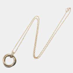 Pre Owned Cartier Trinity 18K Yellow, Rose, White Gold Diamond Necklace