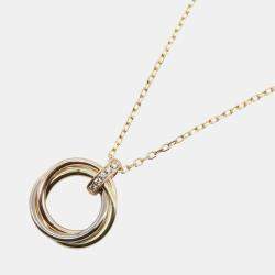 Pre Owned Cartier Trinity 18K Yellow, Rose, White Gold Diamond Necklace
