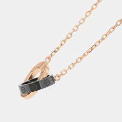 Pre Owned Cartier Love Circle Diamonds 18K Pink Gold Ceramic Necklace