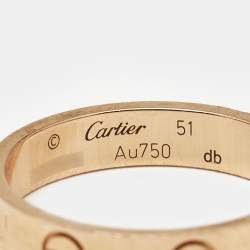 Pre Owned Cartier Love 18k Rose Gold Small Model Ring Size 51