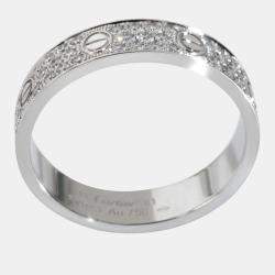 Pre Owned Cartier Love 18K White Gold and Diamond Band Ring EU 61