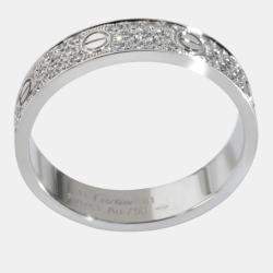 Pre Owned Cartier Love 18K White Gold and Diamond Band Ring EU 61