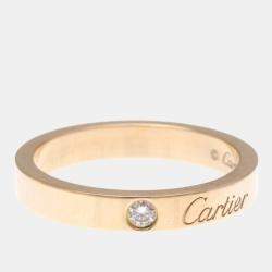 Pre Owned Cartier Engraved Diamond 18K Pink Gold Band Ring EU 51