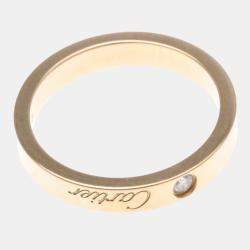 Pre Owned Cartier Engraved Diamond 18K Pink Gold Band Ring EU 51