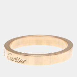 Pre Owned Cartier Engraved Diamond 18K Pink Gold Band Ring EU 51
