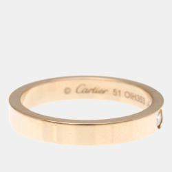Pre Owned Cartier Engraved Diamond 18K Pink Gold Band Ring EU 51