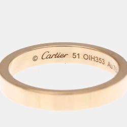 Pre Owned Cartier Engraved Diamond 18K Pink Gold Band Ring EU 51