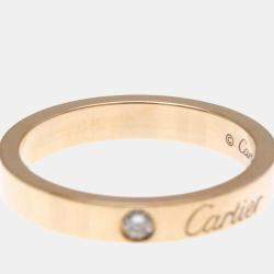 Pre Owned Cartier Engraved Diamond 18K Pink Gold Band Ring EU 51