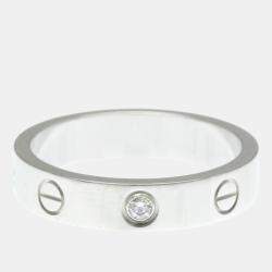 Pre Owned Cartier Love 18K White Gold, Diamond Ring EU 52
