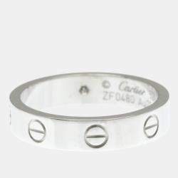Pre Owned Cartier Love 18K White Gold, Diamond Ring EU 52