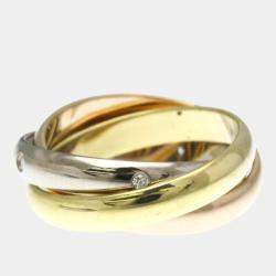 Pre Owned Cartier Trinity 18K Yellow Gold, Rose Gold, White Gold Diamond Ring EU 54