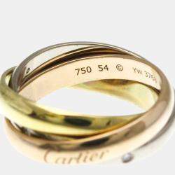 Pre Owned Cartier Trinity 18K Yellow Gold, Rose Gold, White Gold Diamond Ring EU 54