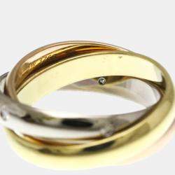 Pre Owned Cartier Trinity 18K Yellow Gold, Rose Gold, White Gold Diamond Ring EU 54