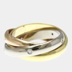 Pre Owned Cartier Trinity 18K Yellow Gold, Rose Gold, White Gold Diamond Ring EU 54
