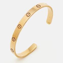 Pre Owned Cartier Love 18k Yellow Gold Open Cuff Bracelet 18