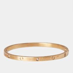 Pre Owned Cartier Love Diamonds 18k Rose Gold Small Model Bracelet 16