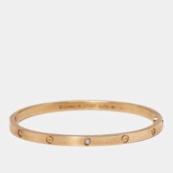 Pre Owned Cartier Love Diamonds 18k Rose Gold Small Model Bracelet 16