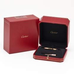 Pre Owned Cartier Love Diamonds 18k Rose Gold Small Model Bracelet 16