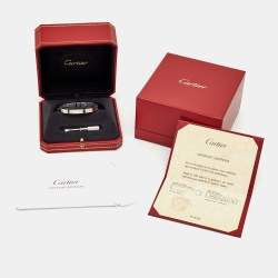 Pre Owned Cartier Love 4 Diamonds 18k White Gold Bracelet 17